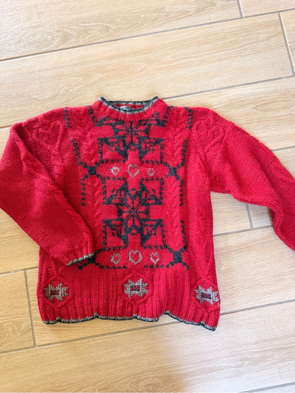 Vintage Wool Red Patterned Sweater